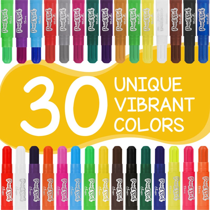 Zenacolor Tempera Paint for Kids and Toddlers - 30 Large Paint Sticks - Washable, Solid, Non Toxic, Mess free Paint Set - Arts and Crafts for Kids - for Wood, Glass, Canvas, or Card painting - Image 4